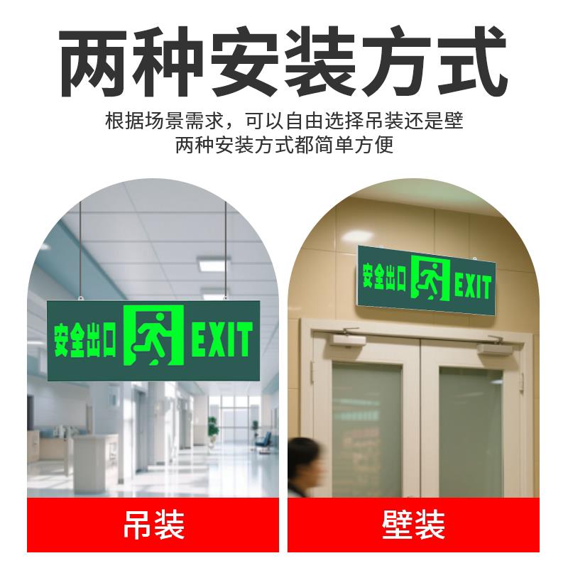 GB17945-2024安全出口亚克力应急指示牌消防灯led疏散标识标志牌