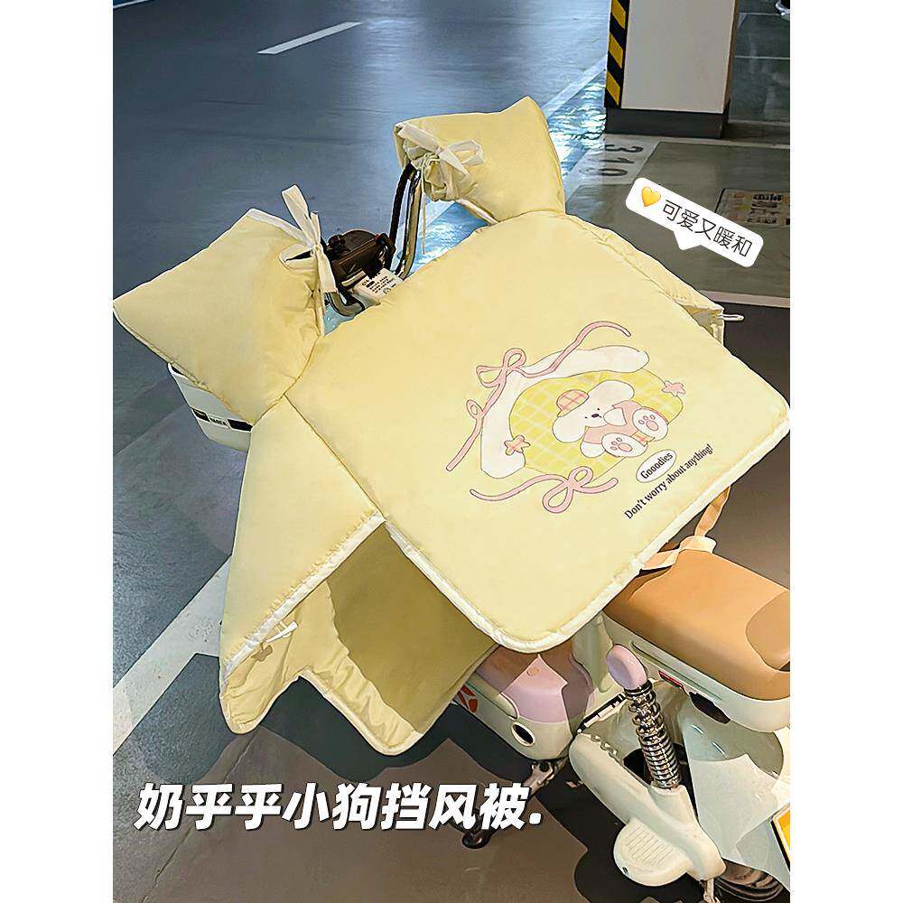 可爱电动车挡风被冬加厚高颜值电瓶车披风防风罩四季通用双面防水