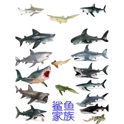 仿真鲨鱼玩具大全灰鲭鲨小青鲨噬人鲨巨口鲨鲸鲨大白鲨无沟双髻鲨