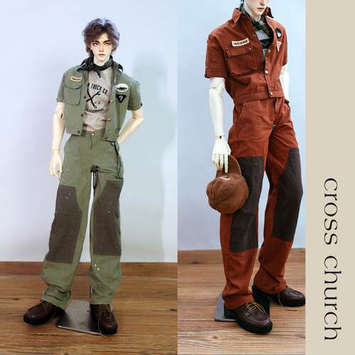 【预】CrossChurch|BJD75娃衣户外工装套装短衬衣+阔腿裤