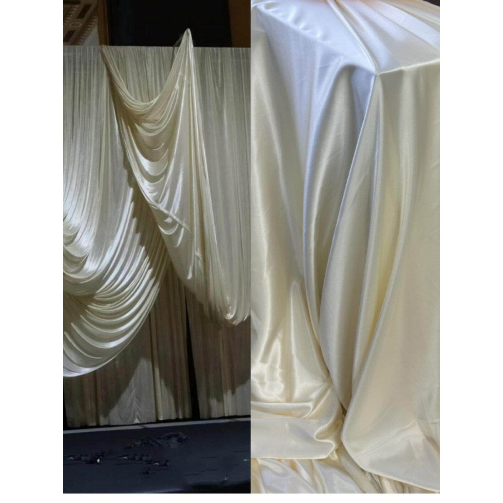 米色奶油色香槟色韩式婚礼亮光绸缎 缎面婚庆背景派对布 DIY桌布