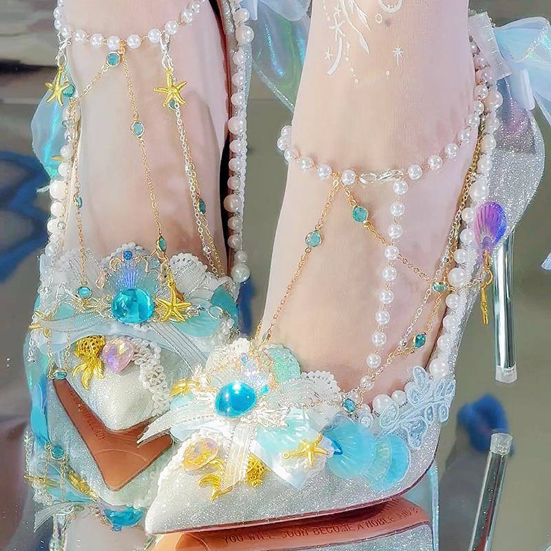 恋与深空祁煜鱼推保镖小姐海神新娘人鱼细闪18岁成人礼高跟lo婚鞋