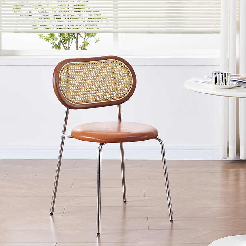 中古风椅子胡桃木复古茶椅酒店实木餐椅侘寂风藤编餐桌椅家用,住宅家具,餐椅,淘宝优惠券,粉丝福利购,淘宝优惠卷