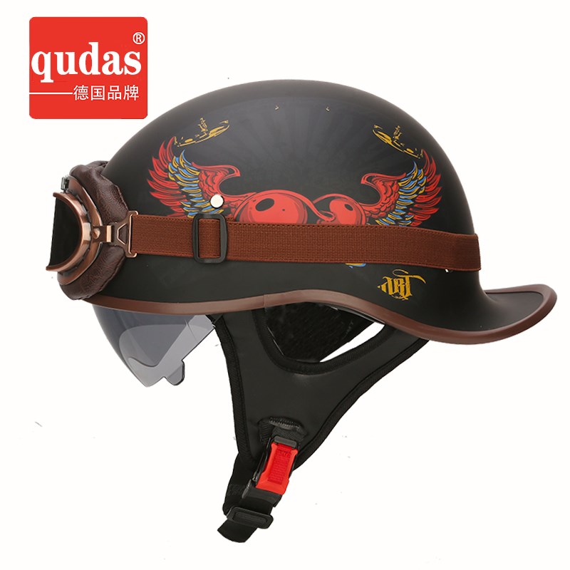 qudas奇达士复古电瓶车四季机车电动车半盔瓢盔男女摩托