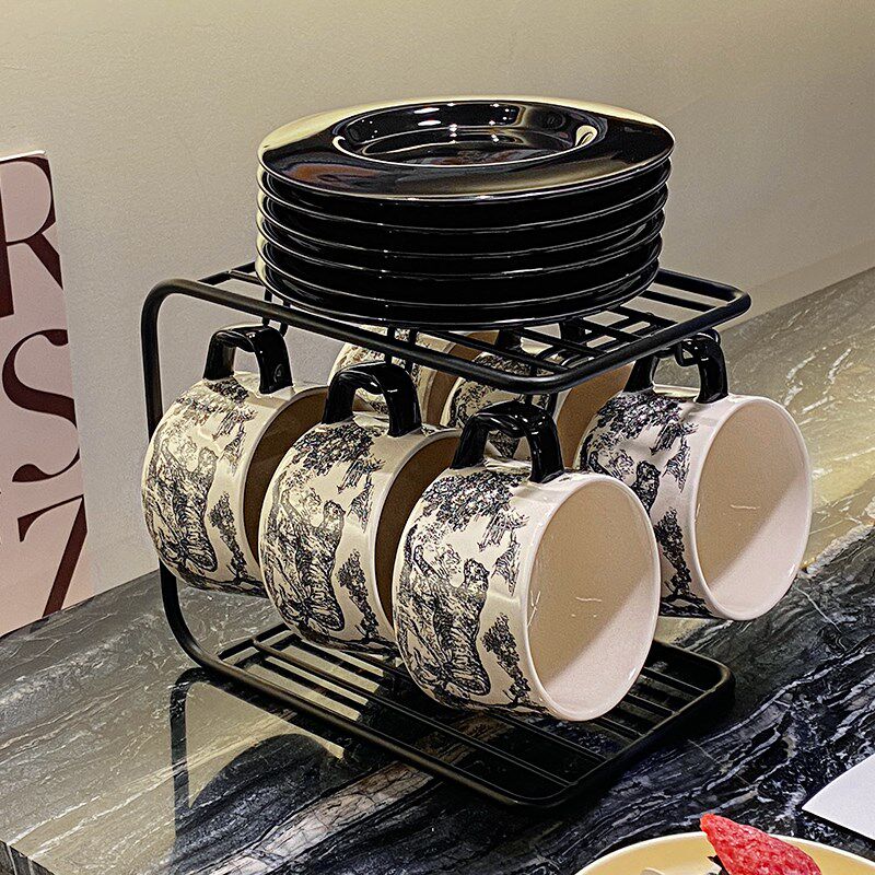 法式复古咖啡杯碟高档家用早餐燕麦牛奶杯创意办公室精致喝水杯