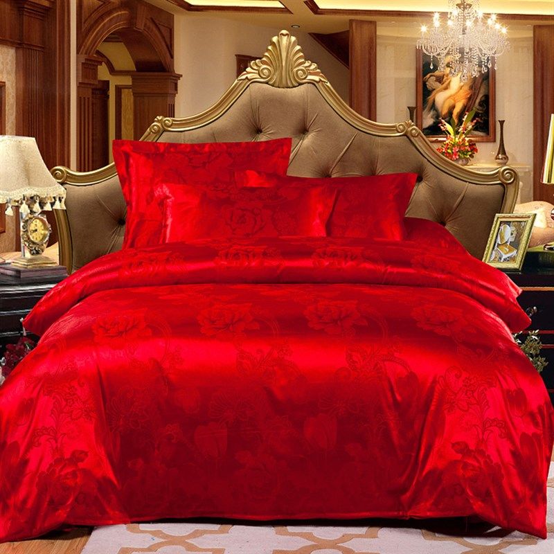 送枕全棉贡缎提四件欧式.m床人被式被单大红婚庆,床上用品,床品套件/四件套/多件套,淘宝优惠券,粉丝福利购,淘宝优惠卷