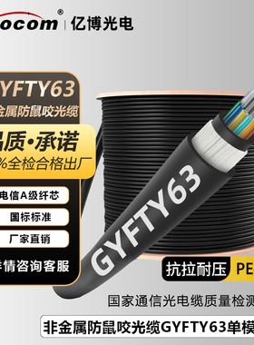 亿博（Ebocom）GYFTY63防鼠咬光缆 国标单模室外铠装非金属玻璃纱24/36/48芯层绞式光纤线地埋防鼠咬光缆