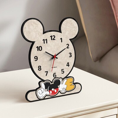 桌面时钟可爱米奇小摆件卧室床头摆放式静音钟表客厅摆台饰品