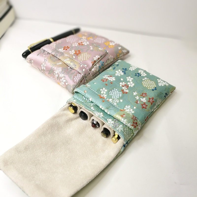 国风锦缎笔包五支装钢笔保护多支装便携笔袋钢笔保护绒布内里