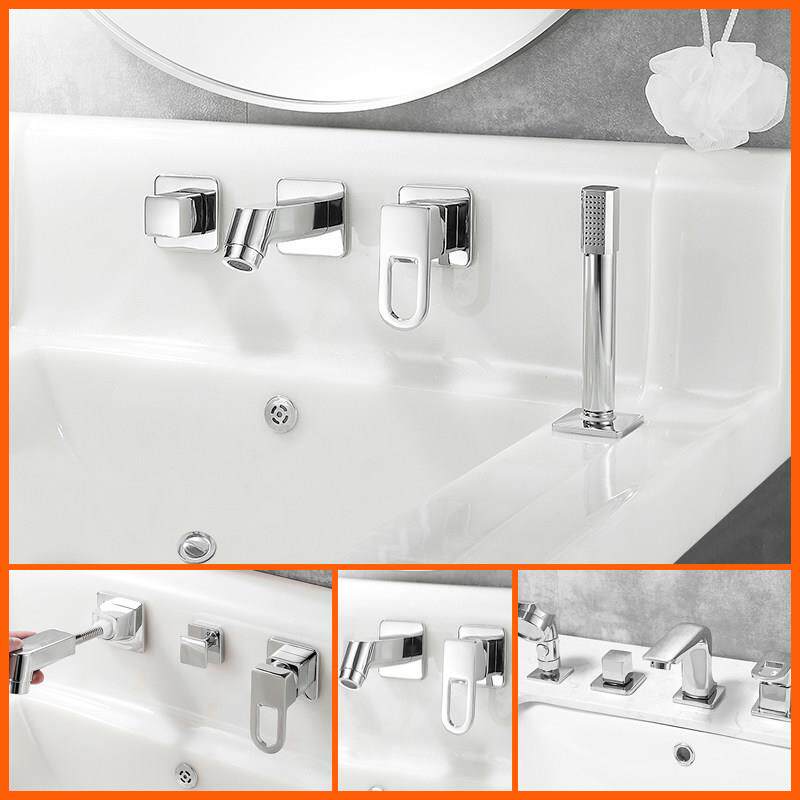 卫生间浴室柜墙式水龙头冷热家用洗脸盆洗手三四件套分体面盆龙头