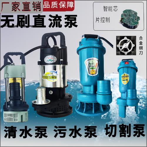直流无刷潜水泵家用浇地抽水机排污泵切割泵电动车泵4860V72V通用
