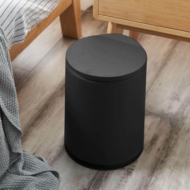 北欧风垃圾桶创意家用客厅洗手间带盖内筒高级商务极简黑色厕纸桶