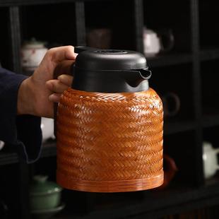 手工竹编保温壶杯闷茶壶创意便携旅行不锈钢内胆家用水杯手握茶杯
