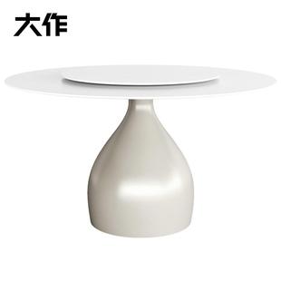 现代简约圆桌饭桌转盘高端餐桌椅组合 德利丰岩板餐桌家用2024新款