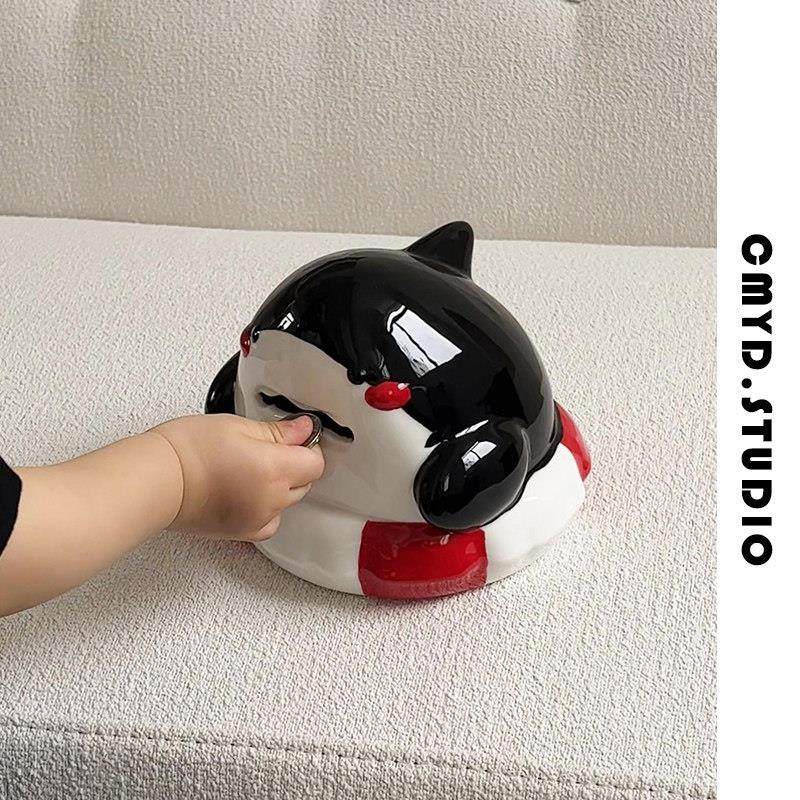 CMYD 鲨鱼从不焦虑自身劣势 卡通鲨鱼陶瓷存钱罐创意礼物装饰摆饰,家居饰品,桌面摆件,淘宝优惠券,粉丝福利购,淘宝优惠卷