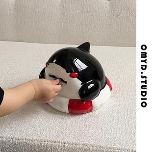 CMYD 鲨鱼从不焦虑自身劣势 卡通鲨鱼陶瓷存钱罐创意礼物装饰摆饰