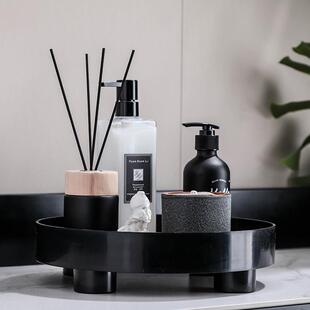 样板房卫生间简约浴室软装饰品陈列组合摆件套装香薰蜡烛圆托盘
