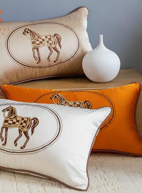 腰枕现代简约风客厅沙发长方形30x50靠枕床头靠垫抱枕套小号橙色
