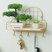 北欧ins玄关墙面钥匙挂钩装 饰壁挂卧室墙上衣帽置物架免打孔创意