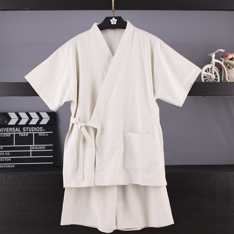 2024新款汗蒸浴服男款高档宽松开衫浴衣桑拿服针灸洗浴足家居睡衣