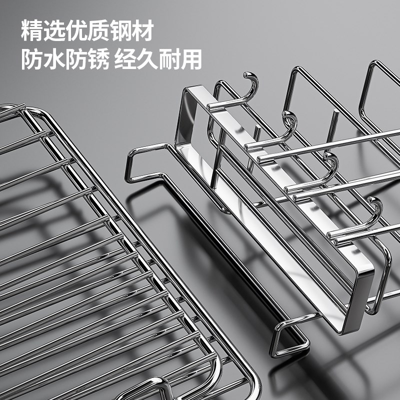 2024新款排水碗架厨房沥水碗筷架碗盘置物架不锈钢碗碟餐具收纳架