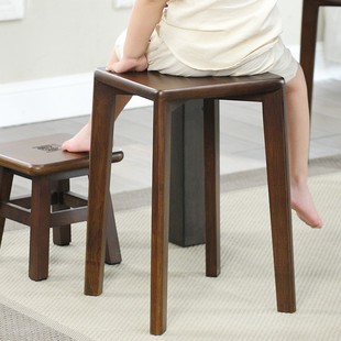 实木家用小板凳高圆凳客厅收纳凳餐厅成人餐桌凳创意方凳化妆凳子
