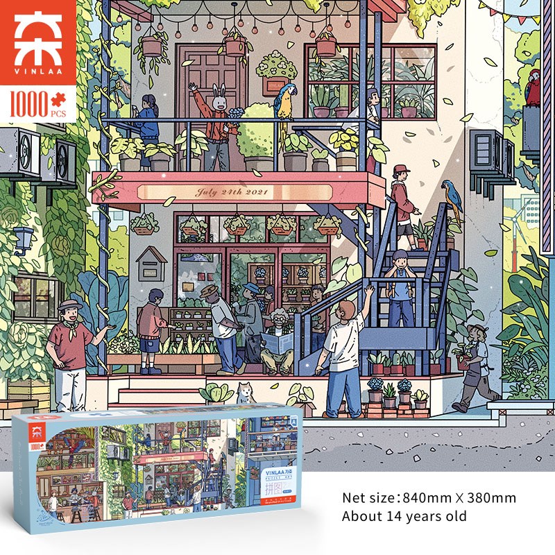 VINLAA为拼图1000片成人版缤纷都市拼图大场景14岁樱花列车拼图