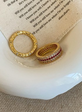 轻奢古法重工满钻戒指女小众高级感个性时尚精致通勤百搭指环戒子