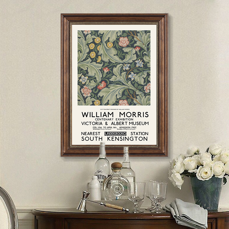 威廉莫里斯幸福树美式玄关装饰画餐厅花卉壁画欧式挂画复古仿油画