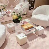 方糖茶几轻奢现代简约侘寂风玻璃茶桌小户型设计师客厅奶油风桌子