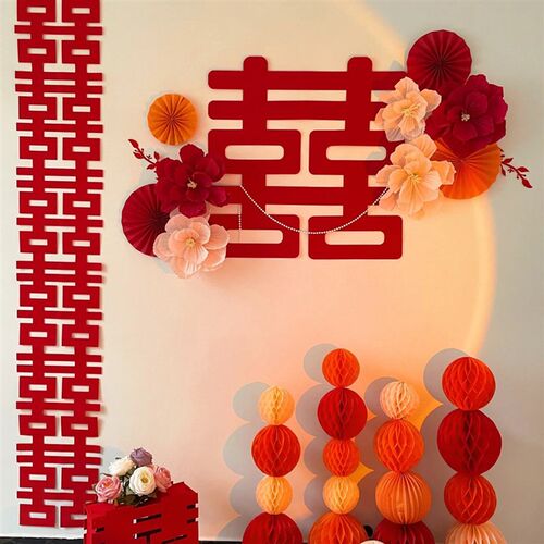 婚房布置男方卧室床头喜字贴套装女方娘家客厅背景墙装饰婚庆用品