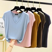 莫代尔V领背心女夏季 百搭外穿 T恤上衣打底衫 薄款 纯色宽松内搭无袖