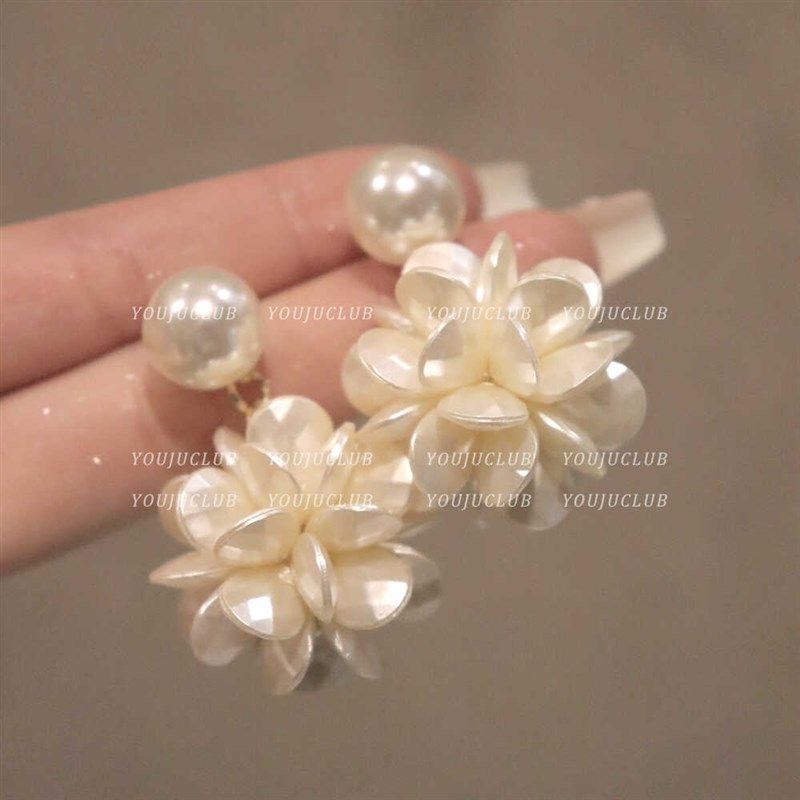 YOUJUclub-温柔花海~法式简约淑女复古米黄色珍珠花朵耳环耳夹女,饰品/流行首饰/时尚饰品新,耳钉,淘宝优惠券,粉丝福利购,淘宝优惠卷