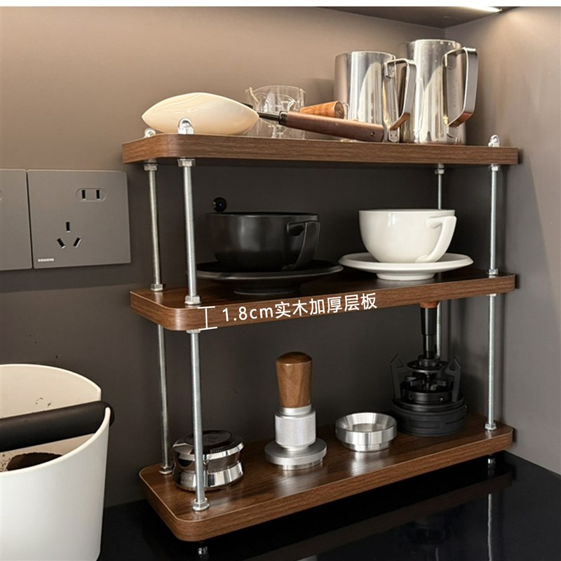 实木咖啡角杯架餐边柜吧台收纳置物架马克杯水杯器具布置展示架子