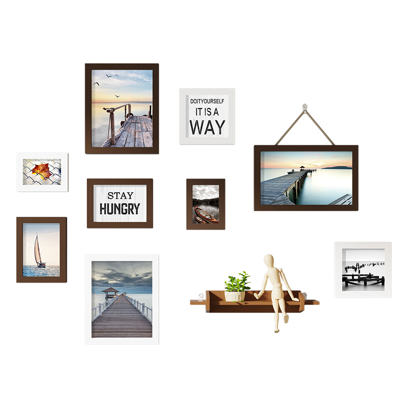 相框定制挂墙diy洗照片做成画框装裱照片墙小组合实木家庭相册墙