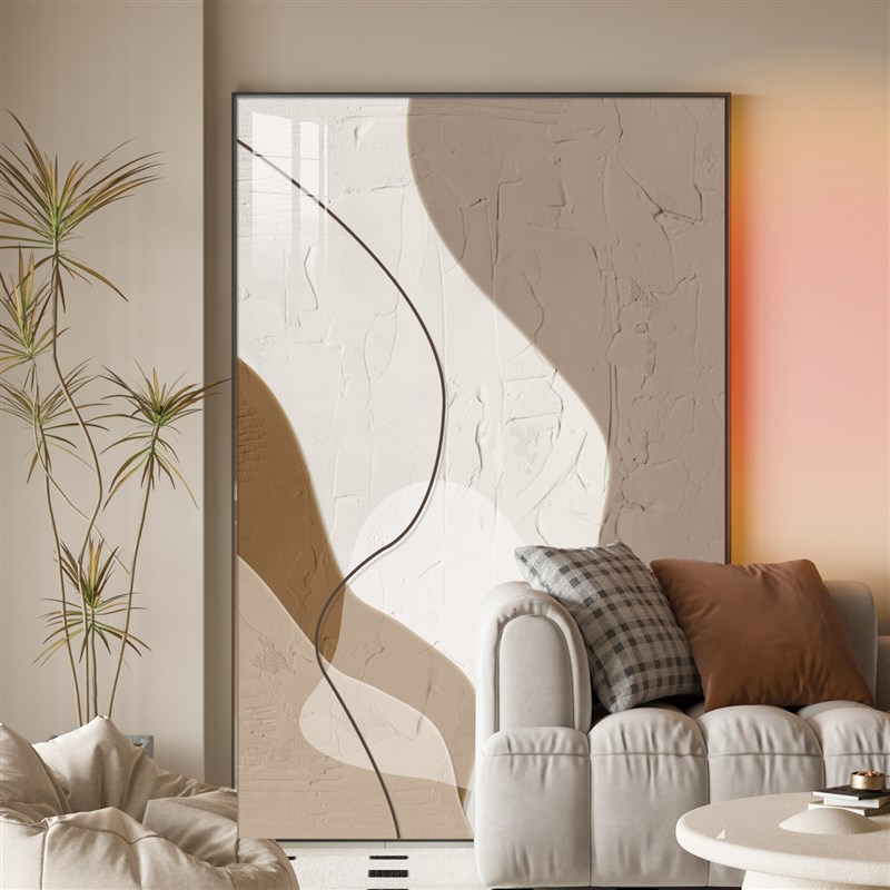 奶油风客厅抽象挂画现代轻奢沙发落地画极简高级感背景卧室装饰画
