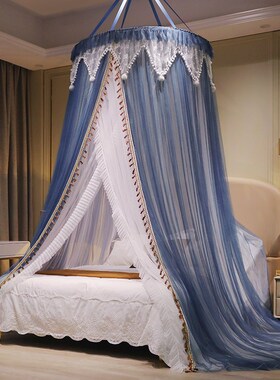 CIMO免安装圆形吊顶式蚊帐家用吊挂落地床幔公主风儿童蒙古包新款