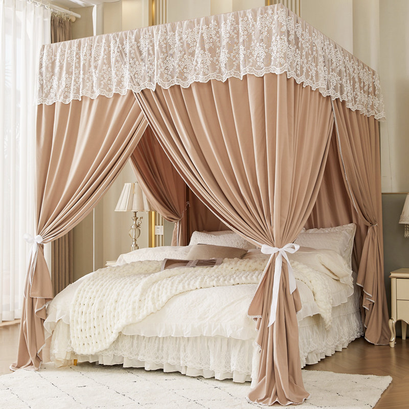 定制床帘遮光布蚊帐挡风家用卧室一体式支架床幔加厚新款