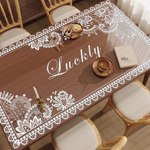 软玻璃餐桌垫防水防油防烫免洗台布蕾丝茶几垫水晶板桌布