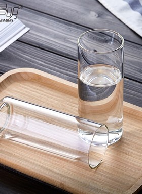 绿昌明玻璃杯子家用耐高温水杯牛奶杯圆形直筒果汁杯透明泡绿茶杯