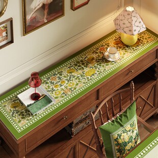 弗洛拉法式电视柜垫子家用餐边柜桌垫防水防油防烫桌布免洗玄关垫