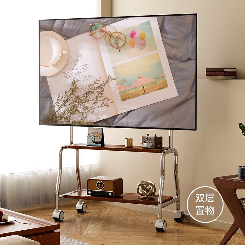 电视机可移动落地支架立式不锈钢带轮推车客厅55/65/75寸通用挂架