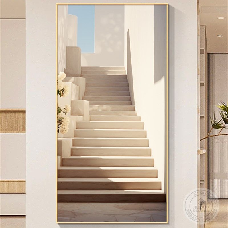 现代简约空间延伸入户玄关装饰画客厅走廊过道尽头挂画高级感壁画