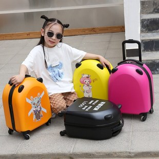 儿童拉杆箱可定制男女18寸蛋壳型旅行箱印logo卡通图案学生行李箱