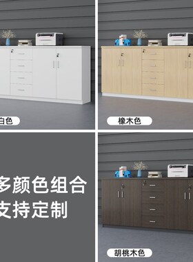 定制公司办公室带抽屉木制落地文件矮柜实木办公柜带锁板式资料柜