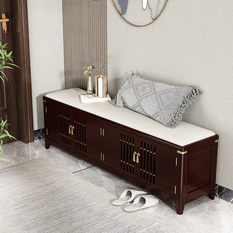 新中式换鞋凳高级感家用穿鞋凳进门凳实木鞋柜可坐换鞋柜入户鞋凳