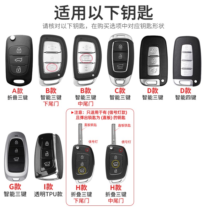 适用北京现代领动朗动名图瑞纳ix25悦动ix35途胜汽车钥匙包套壳扣