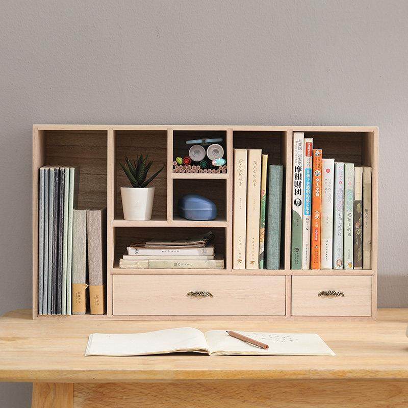 书架桌面收纳架实木办公文件置物架书桌多格笔架抽屉式飘窗小书柜,住宅家具,书架,淘宝优惠券,粉丝福利购,淘宝优惠卷