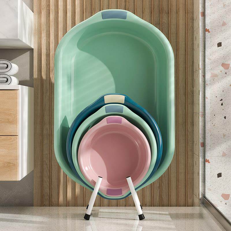 脸盆收纳层架落地式浴室大盆支架婴儿洗澡盆架子化妆室放盆的置物