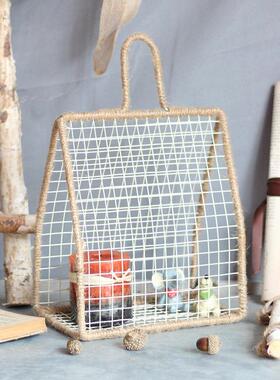 觅点 手工铁线 线编织艺术壁挂创意装饰摆饰桌面小物件收纳筐杂货